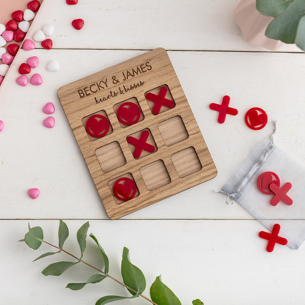 Hearts & Kisses, Tic Tac Toe - Couples Personalised Game